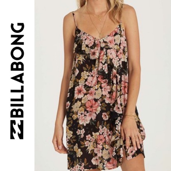 NWT Billabong Ruffled Floral Glass Water Mini Dress - Picture 1 of 8